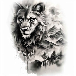 lions tattoo design ideas Realism soft focus strength for palm