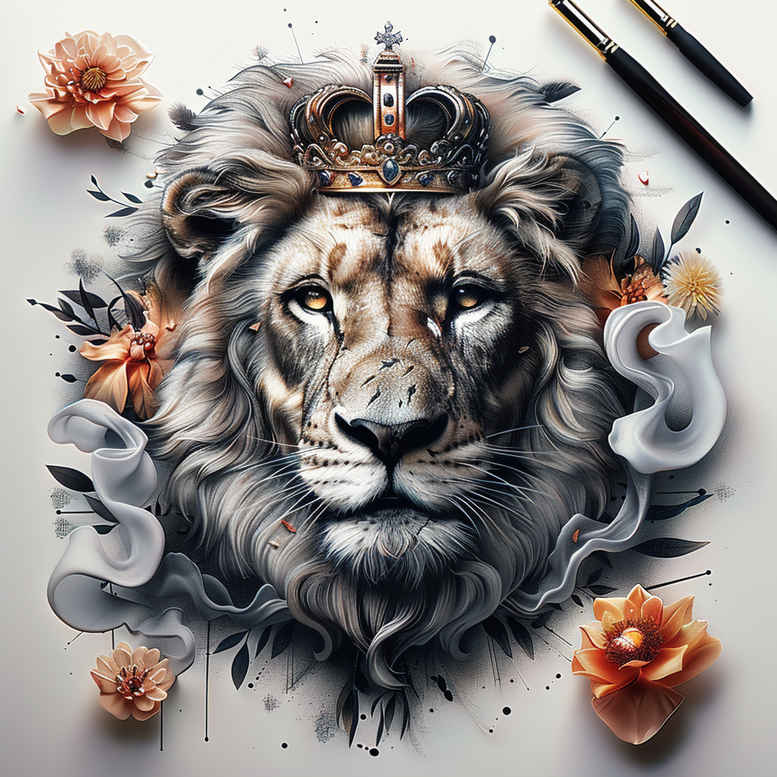 lions tattoo design ideas Realism transparent layer strength symbol for biceps