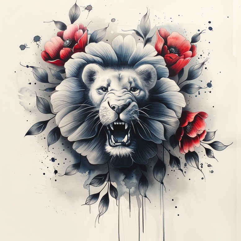 lions tattoo design ideas Surrealism illusionary strong symbol of perseverance