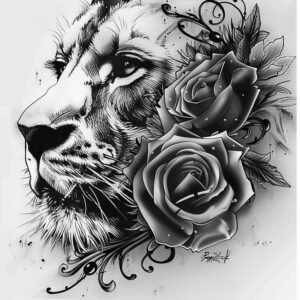 lions tattoo design ideas Surrealism esoteric strong symbolising strength