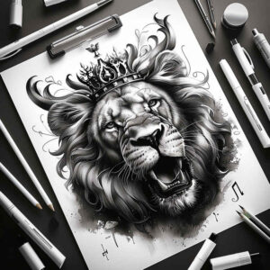 lions tattoo design ideas saturated hues symbolic for abdomen