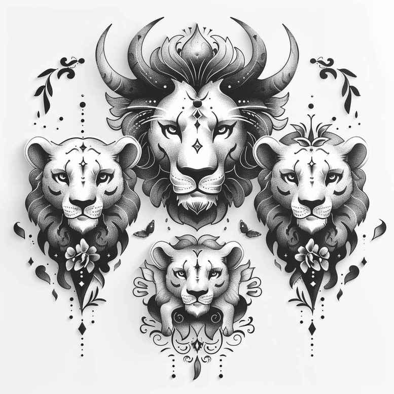 lions tattoo design ideas Realism true skin tribal motifs courage and power