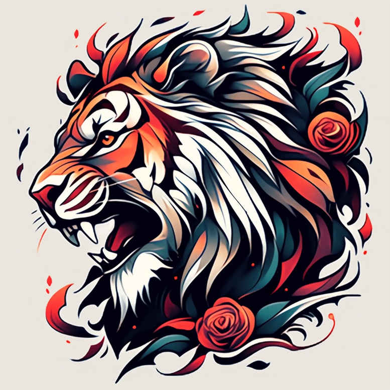 lions tattoo design ideas Surrealism morphic tribal motifs for side