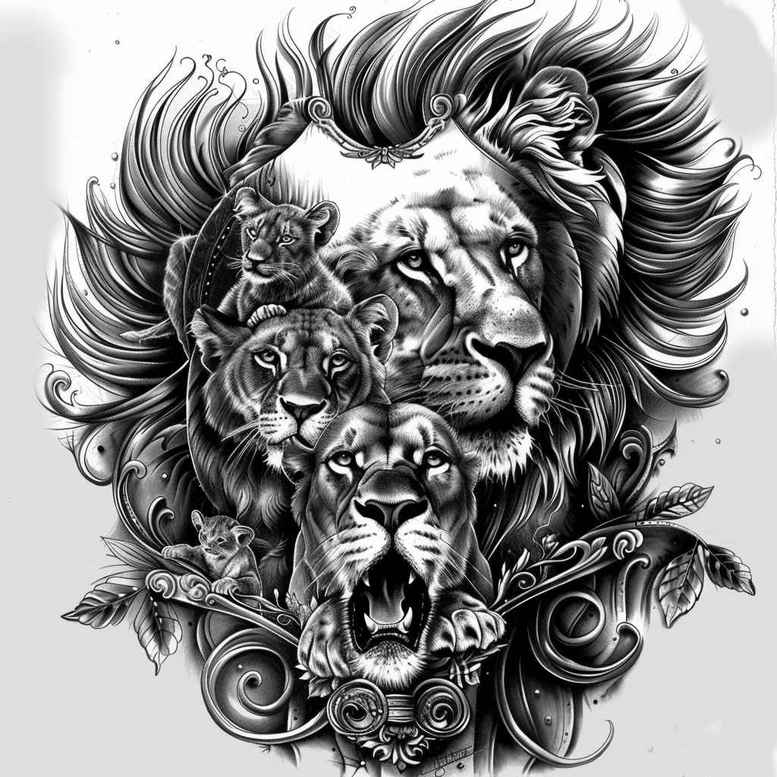 lions tattoo design ideas Surrealism impossible forms wild nature embodying strength
