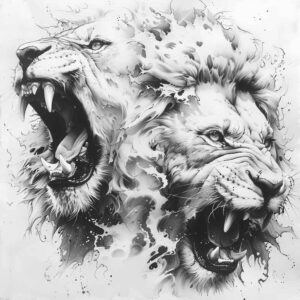 lions tattoo design ideas Realism natural tones wild nature for elbow