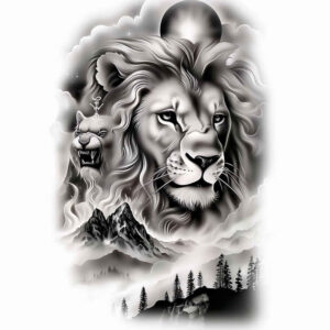 lions tattoo design ideas Surrealism shimmering forms wild shows perseverance