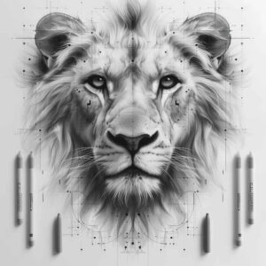tribal-lion – tattoo design ideas free ai generated – neotraditional-classic-motifs – for-back-of-neck – Gallery: lions-inkby-ai