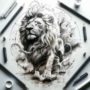 tribal-lion – tattoo design ideas free ai generated – realism-highlighted-contrast – for-forearm – Gallery: lions-inkby-ai