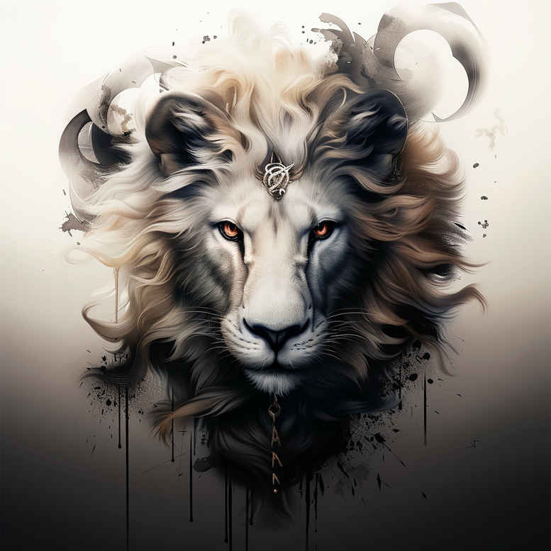 tribal-lion – tattoo design ideas free ai generated – surrealism-ethereal – for-upper-chest – Gallery: lions-inkby-ai