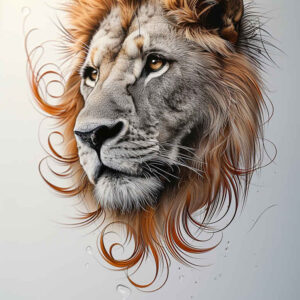 warrior-lion – tattoo design ideas free ai generated – realism-detailed-rendering – for-lower-chest – Gallery: lions-inkby-ai