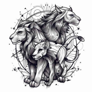 warrior-lion – tattoo design ideas free ai generated – realism-skin-texture – for-sternum – Gallery: lions-inkby-ai