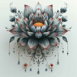 artistic-lotus – tattoo design ideas free ai generated – dotwork – for-back-shoulder – Gallery: lotuses-inkby-ai