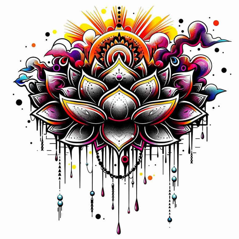 artistic-lotus – tattoo design ideas free ai generated – simple-dot – for-lower-arm – Gallery: lotuses-inkby-ai