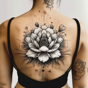 artistic-lotus-pattern-for-men – tattoo design ideas free ai generated – micro-art – for-spine – Gallery: lotuses-inkby-ai