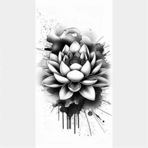 artistic-lotus-pattern-for-men – tattoo design ideas free ai generated – quiet-art – for-shin – Gallery: lotuses-inkby-ai