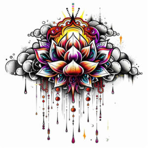 delicate-lotus – tattoo design ideas free ai generated – plain – for-lower-chest – Gallery: lotuses-inkby-ai