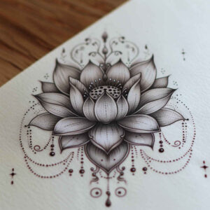 delicate-lotus – tattoo design ideas free ai generated – plain-tattoo – for-heel – Gallery: lotuses-inkby-ai