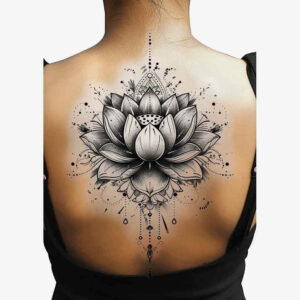 delicate-lotus – tattoo design ideas free ai generated – thin-line – for-temple – Gallery: lotuses-inkby-ai