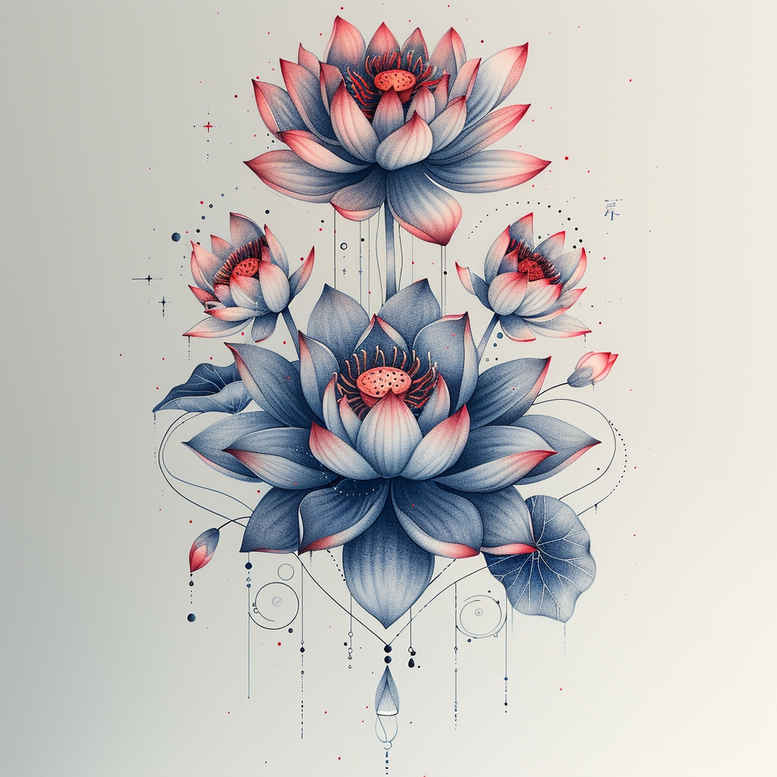 lotus-and-calm – tattoo design ideas free ai generated – clean-stroke – for-heel – Gallery: lotuses-inkby-ai