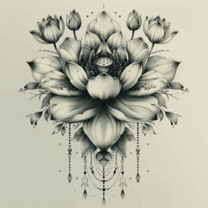 lotus-and-energy – tattoo design ideas free ai generated – discreet-ink – for-upper-chest – Gallery: lotuses-inkby-ai