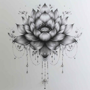 lotus-and-energy – tattoo design ideas free ai generated – small-detail – for-shoulder-blade – Gallery: lotuses-inkby-ai