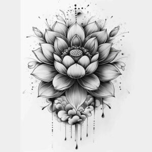 lotus-and-nature – tattoo design ideas free ai generated – micro-symbol – for-palm – Gallery: lotuses-inkby-ai