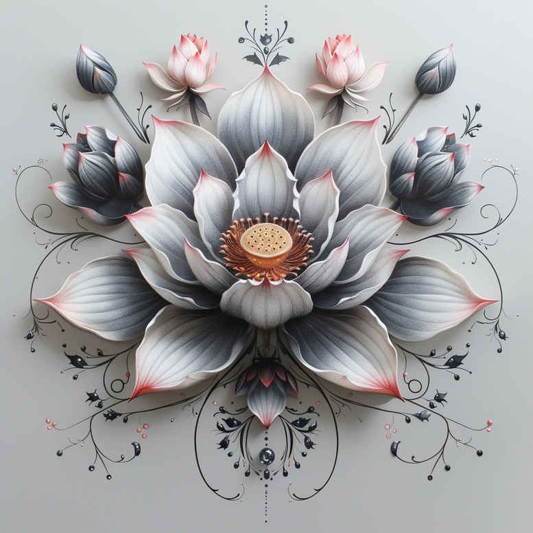 lotus-and-nature – tattoo design ideas free ai generated – simple-icon – for-side – Gallery: lotuses-inkby-ai