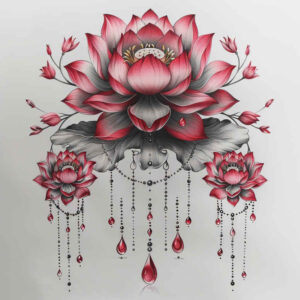 lotus-and-shadow – tattoo design ideas free ai generated – micro-tattoo – for-behind-ear – Gallery: lotuses-inkby-ai