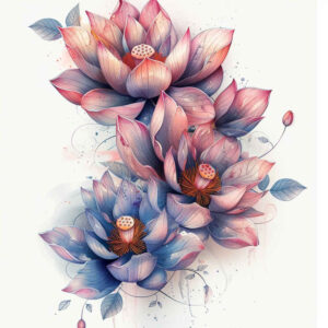 lotus-and-shadow – tattoo design ideas free ai generated – nonintrusive – for-spine – Gallery: lotuses-inkby-ai