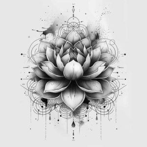 lotus-and-shadow – tattoo design ideas free ai generated – pristine – for-upper-chest – Gallery: lotuses-inkby-ai