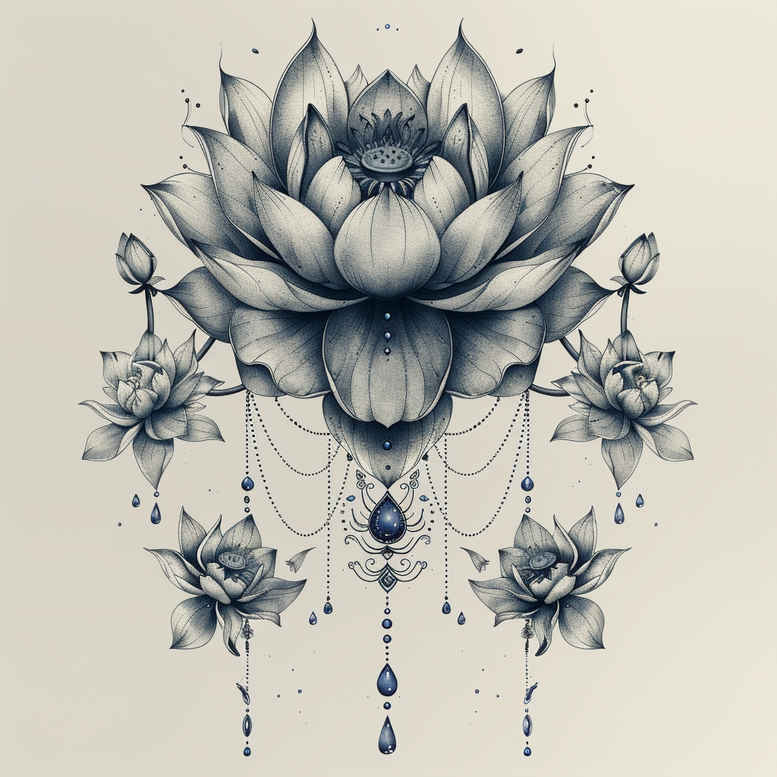 lotus-and-shadow – tattoo design ideas free ai generated – unembellished – for-wrist – Gallery: lotuses-inkby-ai