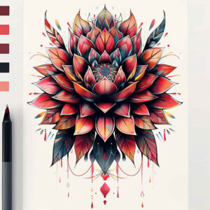 lotus-as-spiritual-symbol – tattoo design ideas free ai generated – open-space – for-outer-arm – Gallery: lotuses-inkby-ai