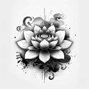 lotus-flower – tattoo design ideas free ai generated – plain-tattoo – for-shoulder – Gallery: lotuses-inkby-ai