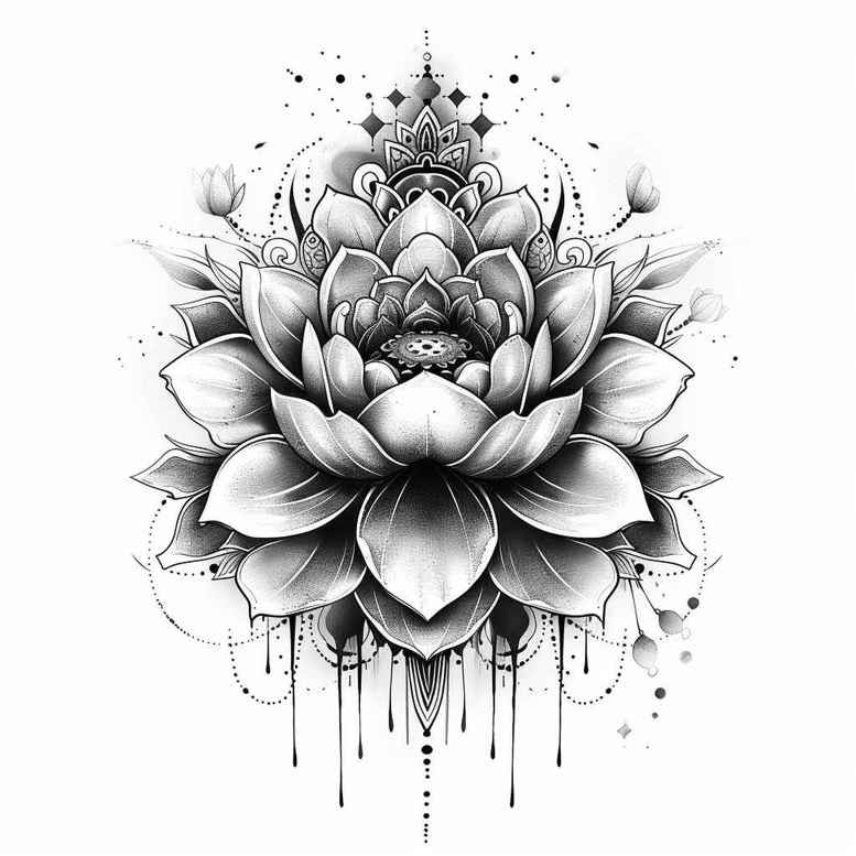 lotus-glow – tattoo design ideas free ai generated – minimalist – for-hand – Gallery: lotuses-inkby-ai