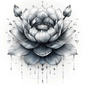 lotus-glow – tattoo design ideas free ai generated – pure-design – for-upper-back – Gallery: lotuses-inkby-ai