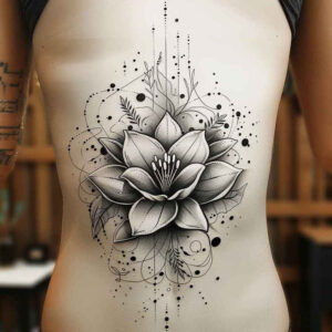 lotus-peace-symbol – tattoo design ideas free ai generated – soft-touch – for-stomach – Gallery: lotuses-inkby-ai