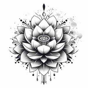 lotus-spirituality-symbol – tattoo design ideas free ai generated – small-detail – for-neck – Gallery: lotuses-inkby-ai