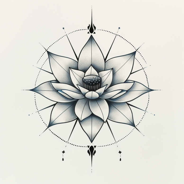 lotus-spirituality-symbol – tattoo design ideas free ai generated – ultra-thin – for-biceps – Gallery: lotuses-inkby-ai