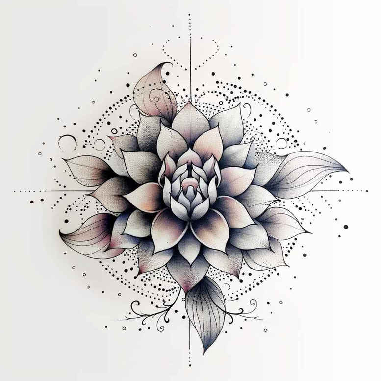 lotus-tattoo-design – tattoo design ideas free ai generated – pure-motif – for-palm – Gallery: lotuses-inkby-ai
