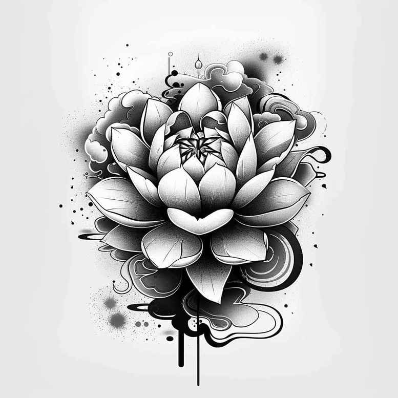 lotus-with-3d-effect – tattoo design ideas free ai generated – miniature – for-heel – Gallery: lotuses-inkby-ai