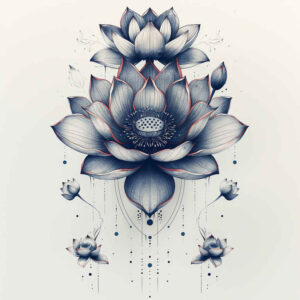 lotus-with-3d-effect – tattoo design ideas free ai generated – slender – for-lower-thigh – Gallery: lotuses-inkby-ai