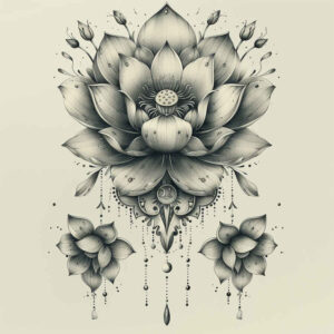 lotus-with-color – tattoo design ideas free ai generated – micro-design – for-shoulder – Gallery: lotuses-inkby-ai