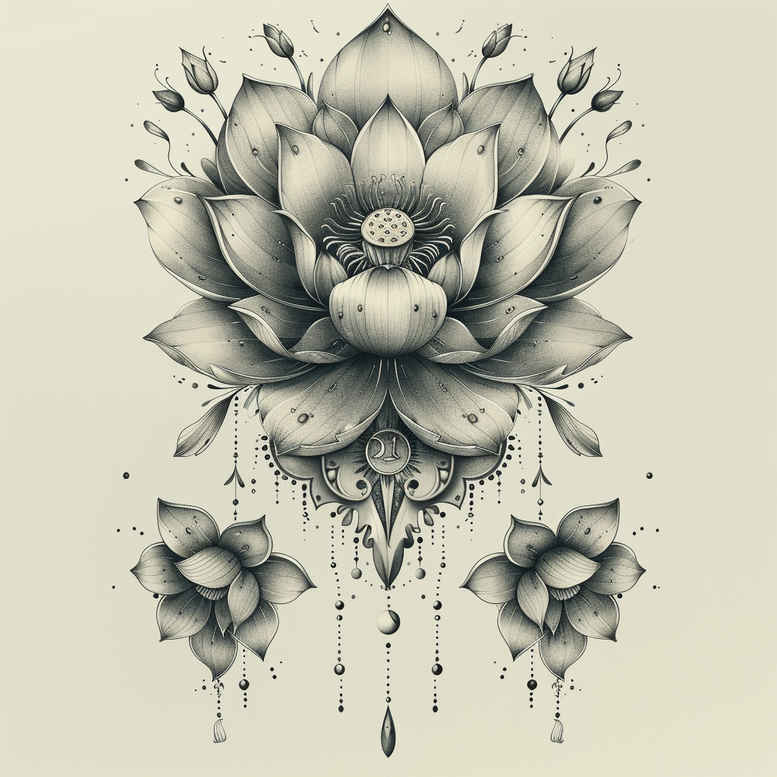 lotus-with-color – tattoo design ideas free ai generated – micro-design – for-shoulder – Gallery: lotuses-inkby-ai