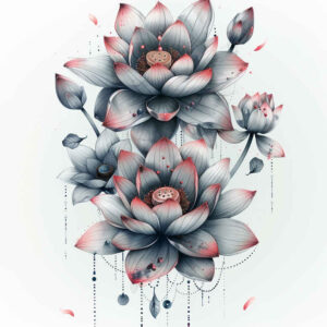 lotus-with-detail – tattoo design ideas free ai generated – micro-line – for-upper-shoulder – Gallery: lotuses-inkby-ai