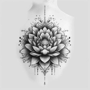 lotus-with-details – tattoo design ideas free ai generated – lightweight – for-neck – Gallery: lotuses-inkby-ai