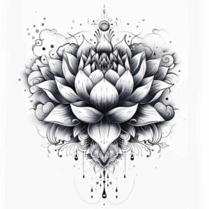 lotus-with-feathers – tattoo design ideas free ai generated – basic – for-side-torso – Gallery: lotuses-inkby-ai