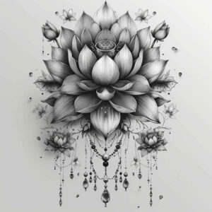 lotus-with-feathers – tattoo design ideas free ai generated – modest – for-ankle – Gallery: lotuses-inkby-ai
