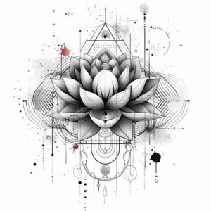 lotus-with-feathers – tattoo design ideas free ai generated – pure-shape – for-back – Gallery: lotuses-inkby-ai