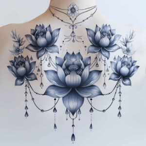 lotus-with-feathers – tattoo design ideas free ai generated – uncluttered – for-inner-arm – Gallery: lotuses-inkby-ai