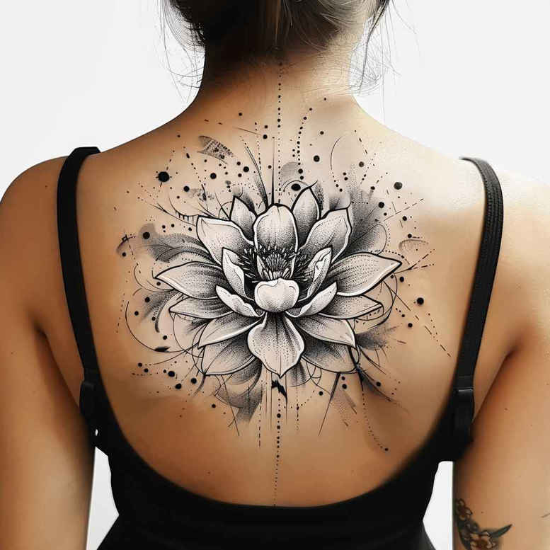lotus-with-flowers – tattoo design ideas free ai generated – few-strokes – for-palm – Gallery: lotuses-inkby-ai
